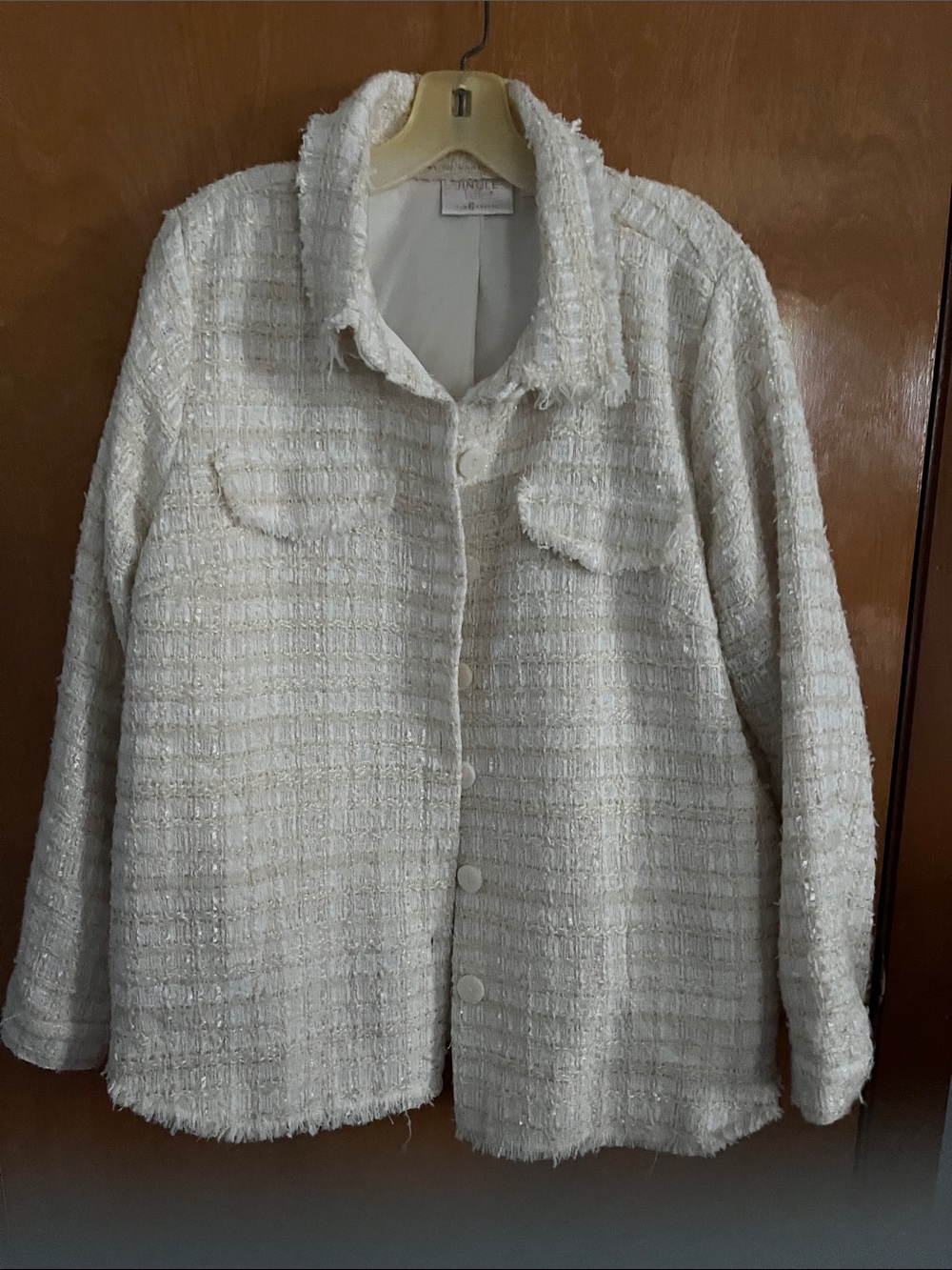 Belle by Kim Gravel Cream Tweed Button-Front Jacket